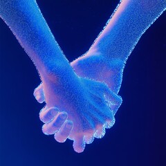 Poster - The image depicts a brotherly handshake with a starry sky or space, composed of points, lines, and shapes in the shape of planets, stars, and the universe. RGB Color Mode.