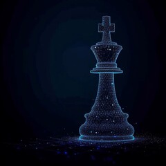 Poster - An abstract image of a king of chess in the form of a starry sky or space, determined by points, lines, and shapes that represent planets, stars, and the universe.