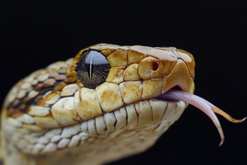 Wall Mural - Close-up of a snake's head with its tongue extended