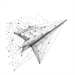 Wall Mural - Modern business illustration featuring mash-up lines and points of an aircraft origami on a white background. Starry sky full of stars and the universe.