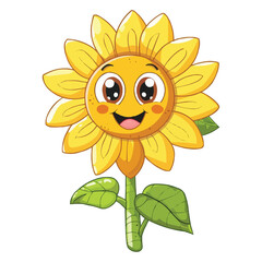 Wall Mural - Cute Happy cartoon Sunflower vector