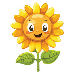 Wall Mural - Cute Happy cartoon Sunflower vector