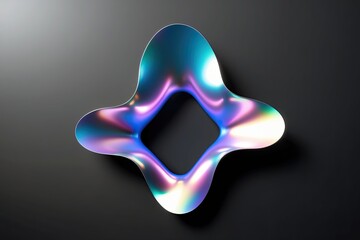 Iridescent Abstract Shape with Light Refraction on Dark Background