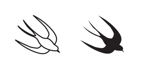 Wall Mural - Swallow vector icon in solid and outline style