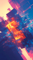 Wall Mural - cyberpunk neon colors hi-tech geometric abstract background. Modern trendy emotional vertical anime art. Energy expression. social media post graphic element, print, wallpaper. Generative Ai content