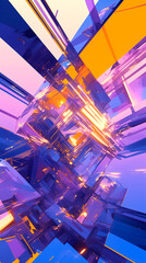 Wall Mural - cyberpunk neon colors hi-tech geometric abstract background. Modern trendy emotional vertical anime art. Energy expression. social media post graphic element, print, wallpaper. Generative Ai content