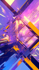 Wall Mural - cyberpunk neon colors hi-tech geometric abstract background. Modern trendy emotional vertical anime art. Energy expression. social media post graphic element, print, wallpaper. Generative Ai content