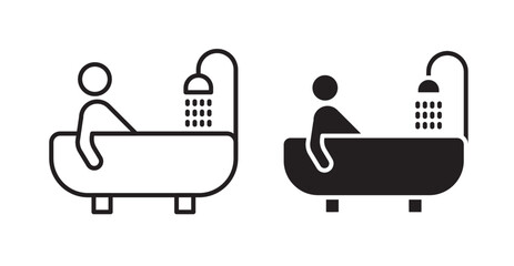 Person Bathing vector icon in solid and outline style