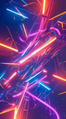 Wall Mural - cyberpunk neon colors hi-tech geometric abstract background. Modern trendy emotional vertical anime art. Energy expression. social media post graphic element, print, wallpaper. Generative Ai content