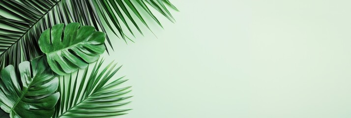 Sticker - Serene Monochrome Tropical Foliage on Solid Background, Generative Ai