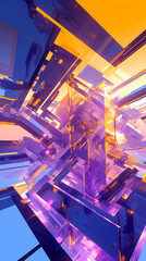 Wall Mural - cyberpunk neon colors hi-tech geometric abstract background. Modern trendy emotional vertical anime art. Energy expression. social media post graphic element, print, wallpaper. Generative Ai content