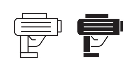 Nail gun vector icon in solid and outline style