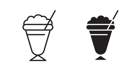 Milkshake vector icon in solid and outline style