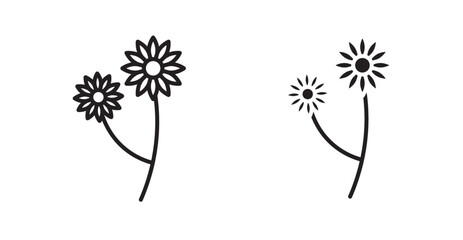 Flowers vector icon in solid and outline style