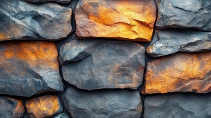 Wall Mural - A wall made of stone with a yellowish tint