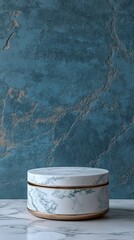 Poster - A marble vase sits on a marble countertop