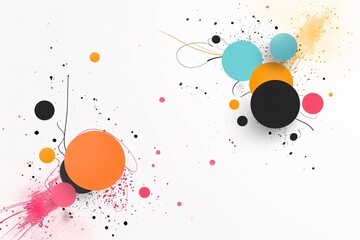 Poster - a whimsical abstract design featuring playful doodles and splashes of color, providing an open area 