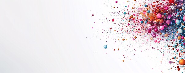 Poster - an abstract design featuring a burst of colorful confetti on a plain background, offering a lively a