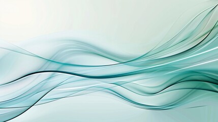 Poster - An abstract background design featuring smooth gradient waves in shades of blue and green, providing ample copy space for text or graphics.