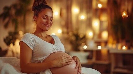 Pregnant Woman Massage By Doula. Baby Care, Generative AI