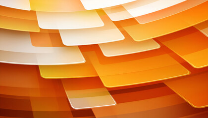 Poster - Abstract layers of orange and white shapes creating a dynamic pattern
