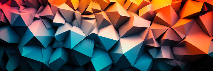 Aufkleber - Abstract geometric shapes with a vibrant gradient in blue, orange, and red tones