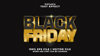 Poster - 3d gold and black black friday text effect