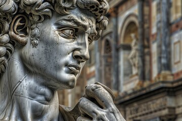 Aufkleber - A detailed image of a male statue's face and upper body