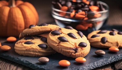 Wall Mural - Halloween concept with cookies and candies