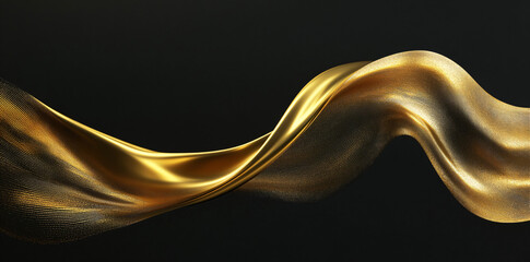 Wall Mural - Golden Abstract Wave on Black.