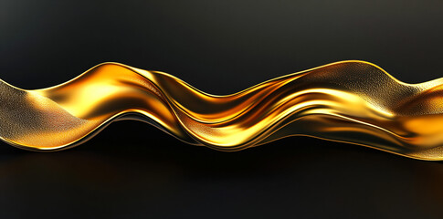 Wall Mural - Abstract Golden Wave on Black.