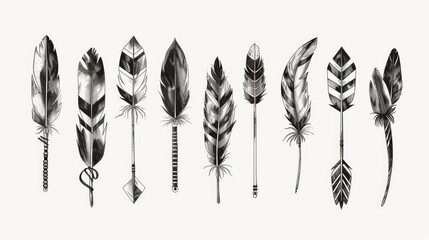 Poster - A collection of vibrant feathers arranged on a clean white surface
