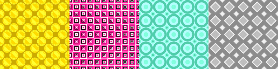 Poster - Seamless geometric threetone pattern set