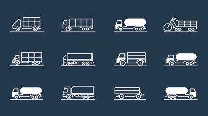 Poster - Image featuring various types of trucks against a dark background