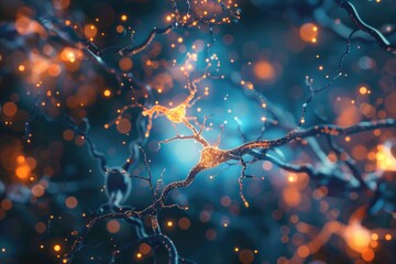 Poster - A close-up shot of a tree decorated with multiple string lights