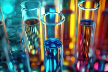 Poster - A collection of test tubes sitting on a table, ideal for illustrations and educational materials