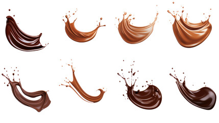 Collection Of chocolate splash Isolated On PNG Transparent And White Background