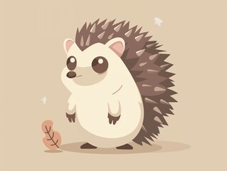 Adorable hedgehog standing up clipart, flat vector art, simple cartoon 2D emblem