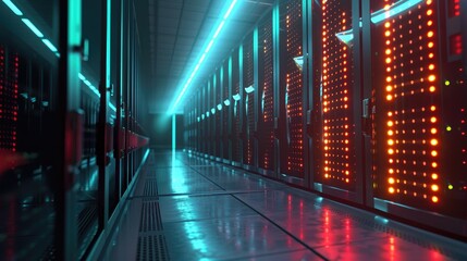 Poster - data server center digital security concept