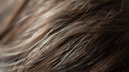 Ultra-realistic close-up of a person is hair strands, ultra-sharp and clear