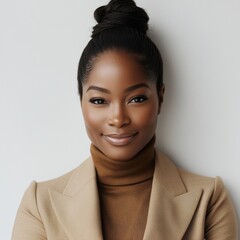 Wall Mural - An African-American girl with a bright smile, isolated on a transparent background