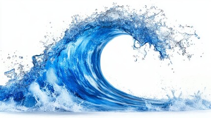 Wall Mural - Waves of blue ocean water isolated on a transparent background