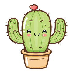 Wall Mural - cute happy kawaii style cactus plant vector