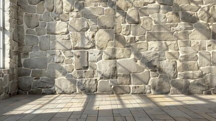 Wall Mural - Clean stone wall in new empty room