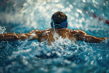 Wall Mural - Professional swimmer in full action