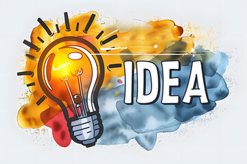 Wall Mural - Idea. Illustration of glowing light bulb symbolizing the emergence of idea.