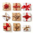 © Tee - A collection of beautifully wrapped gift boxes with red and gold ribbons, perfect for special occasions and celebrations.