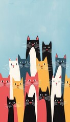 Poster - Cute Cats Cartoon Illustration.