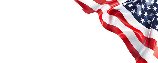 American flag fluttering at edges with no background. Suitable for banners