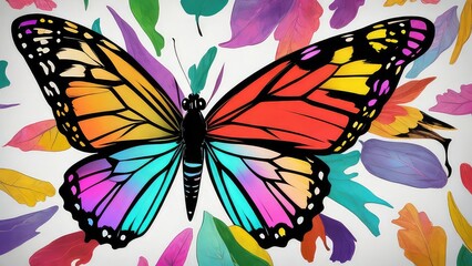 Wall Mural - set of colorful butterflies on white background